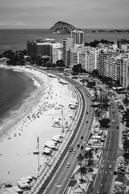 鸟瞰图科帕卡巴纳海滩在里约热内卢de Janeiro